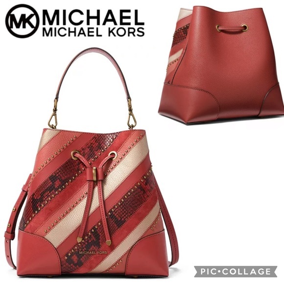 SALE🔥🎁NWT MICHAEL KORS Mercer Gallery Medium Leather Convertible‎ Bucket Bag - Picture 1 of 8